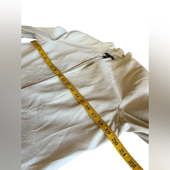 EILEEN FISHER Cream Open-Front Longline Coat Jacket Sz 10 Minimalist Italian - Picture 8 of 11